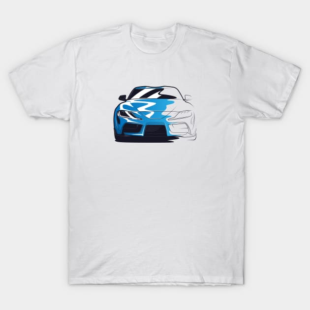 Blue Toyota Supra MKV Sketch T-Shirt by KaroCars